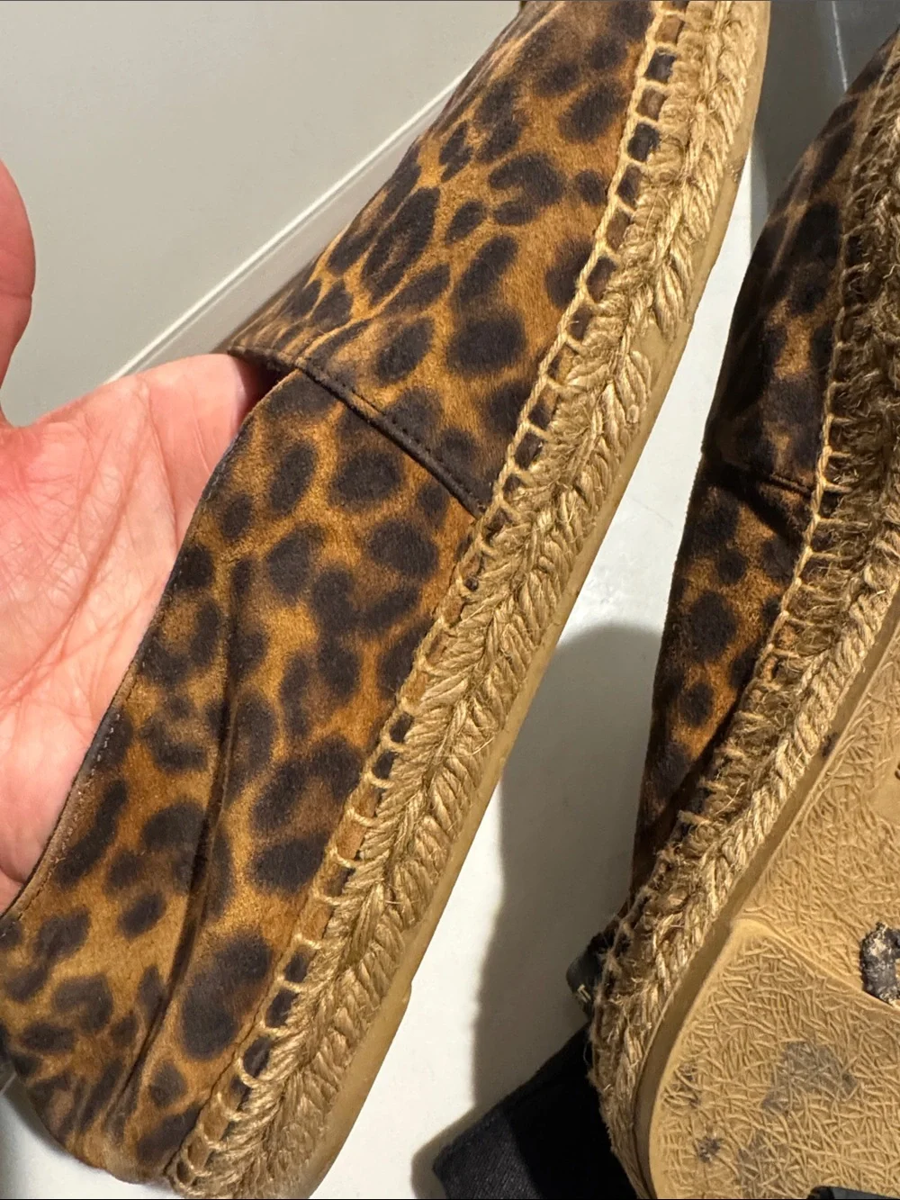Saint Laurent Leopard Espadrille Slip-Ons - Brown/Black